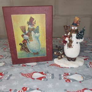 Vintage 2000 Stewart Sherwood "Seasons Greetings" Snowman Figurine